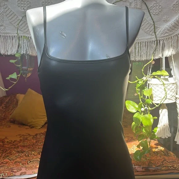 Vintage Y2K Witchy Goth faux leather bodycon maxi dress - Picture 2 of 5